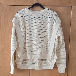 Varley Arabella Women’s Open-Knit Crewneck Sweater, M, French Chic, Stained